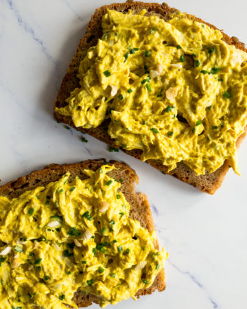 healthy curry chicken salad on bread