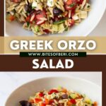 greek orzo salad in a bowl