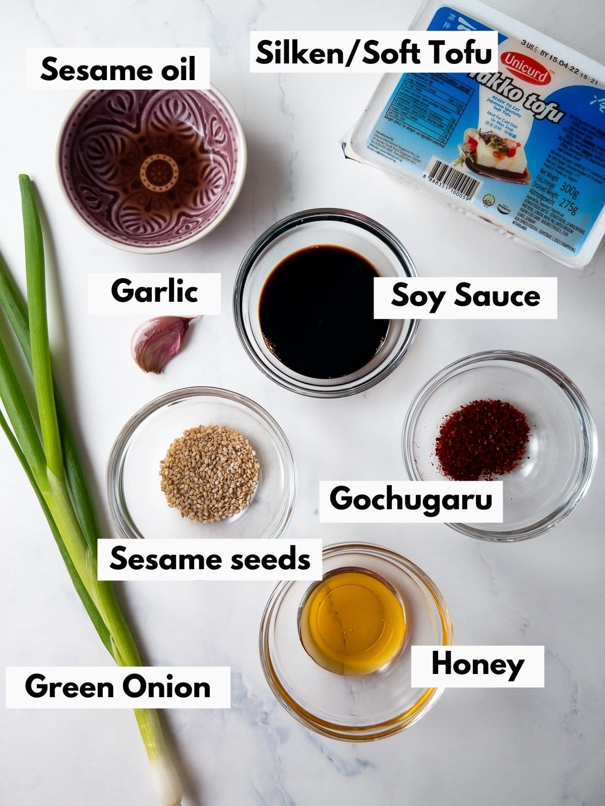 ingredients for silken tofu on a table