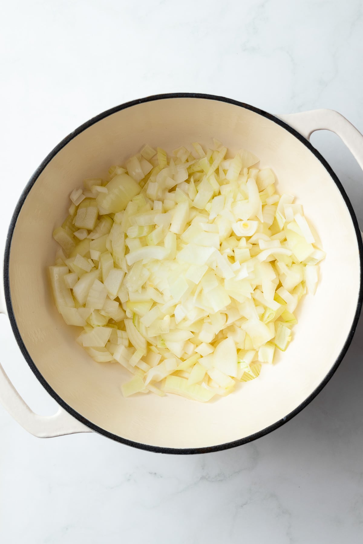 onions with some oil in a large pot