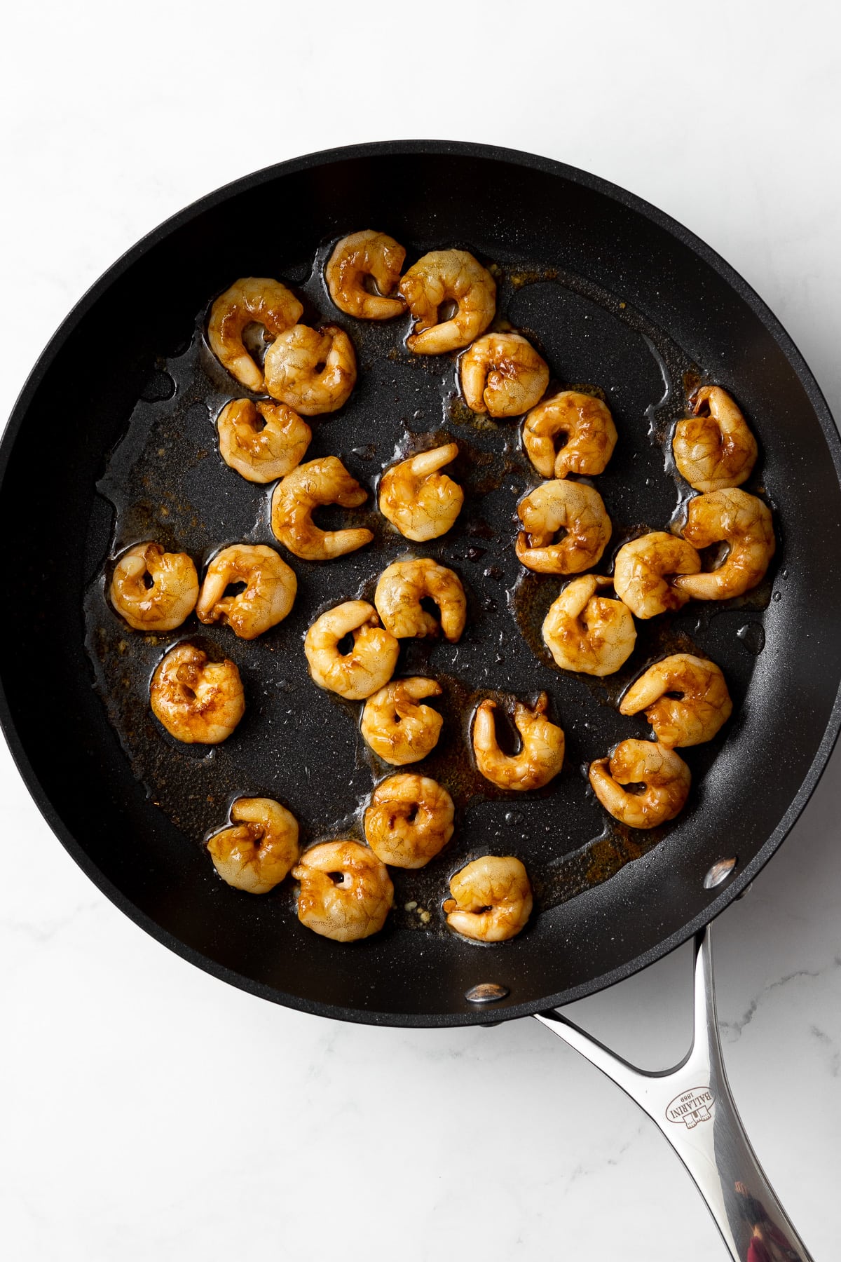 marinated shrimp in a pan