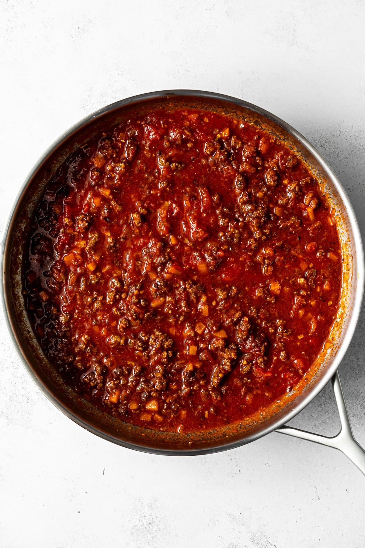 meat sauce in a pan