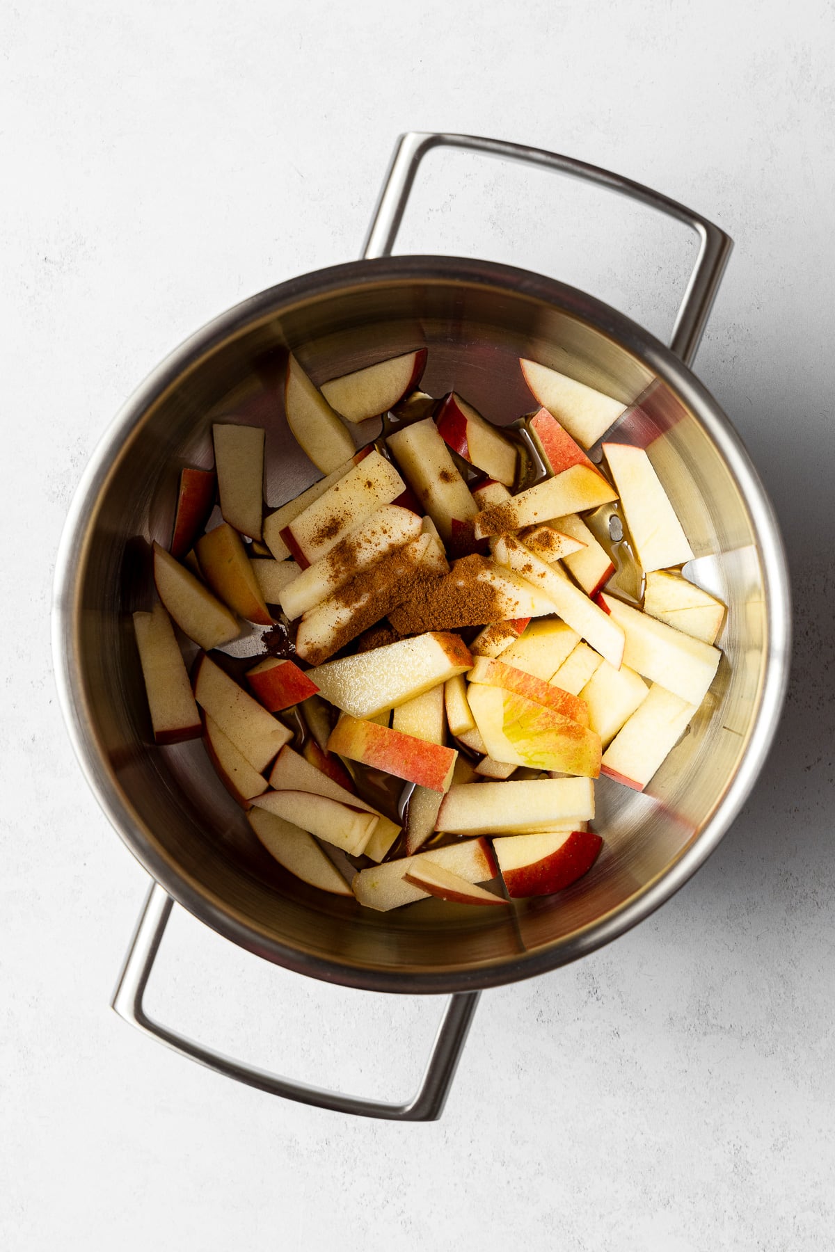 cinnamon apples in a small pot
