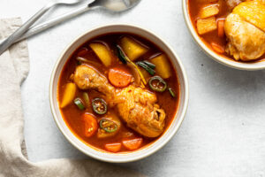 dakbokkeumtang (korean spicy chicken stew) in a bowl