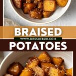 gamja jorim (Korean braised potatoes) in a bowl garnished with sesame seeds