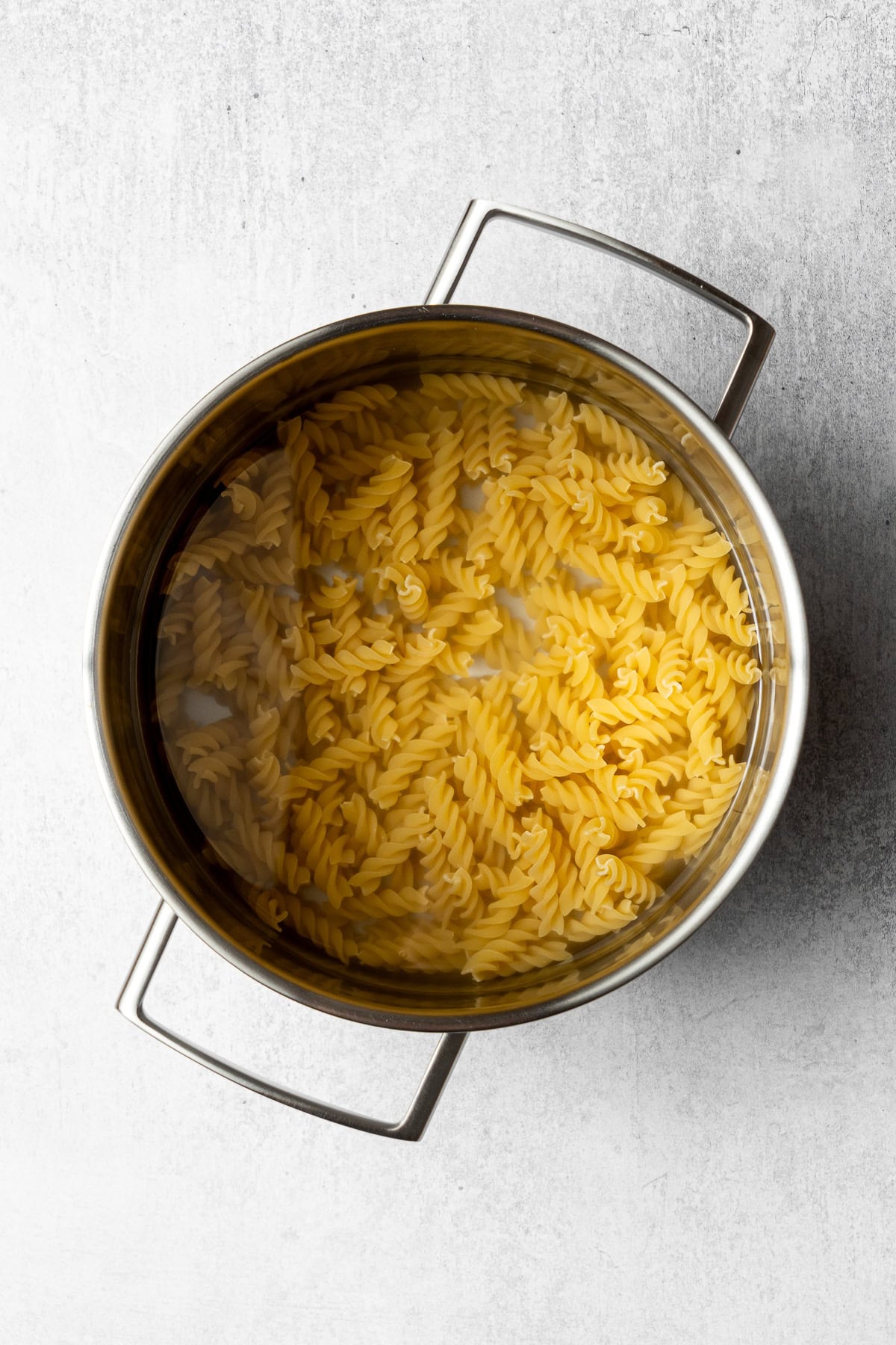 pasta in a pot filled with water