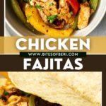 air fryer chicken fajitas in a bowl garnished with chopped cilantro