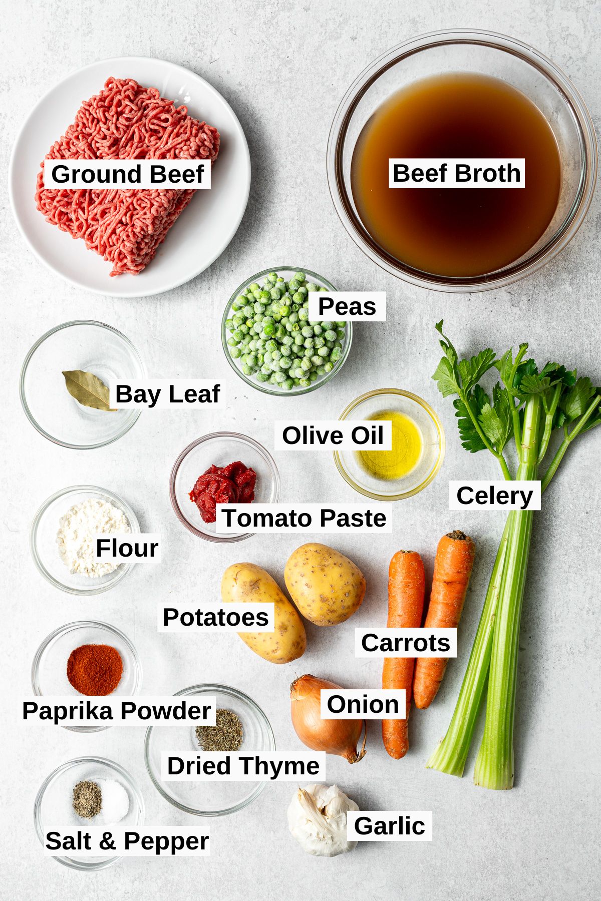 all the ingredients for hamburger stew